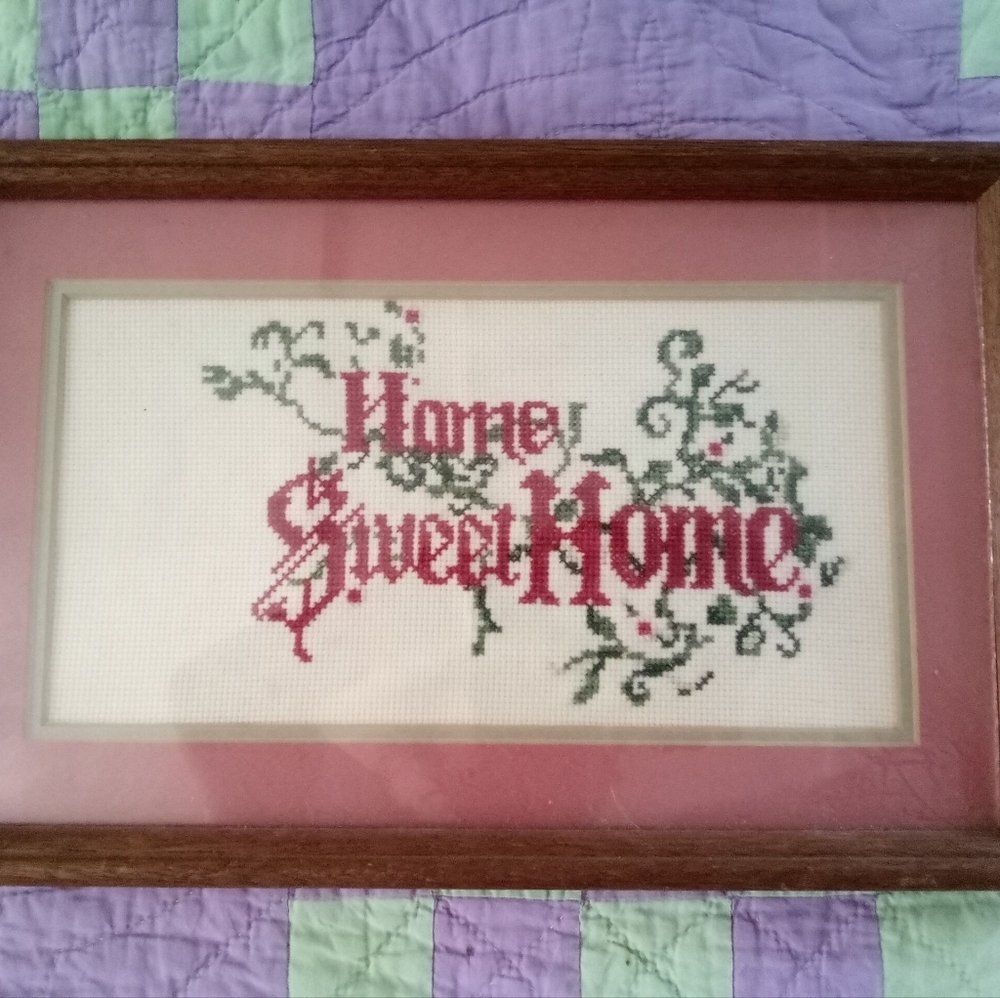 Home Sweet Home Cross-Stitch Vintage Framed